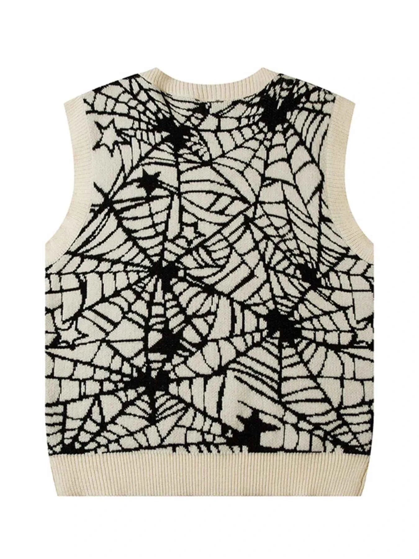 Men's Spider Web V-Neck Sweater Vest